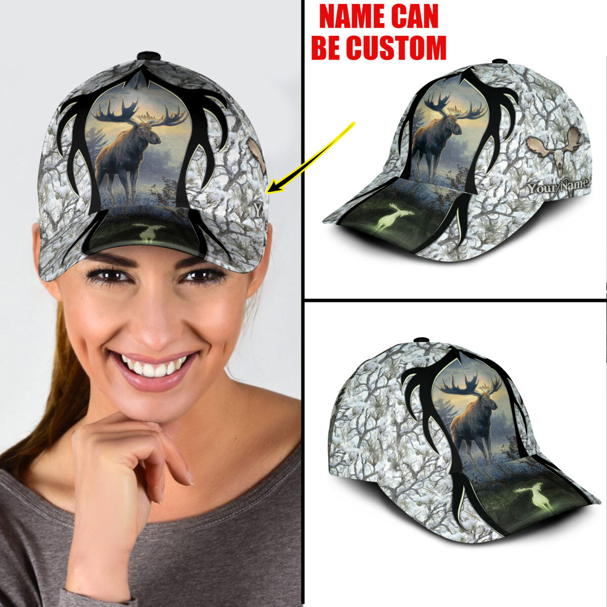 Personalize Winter Moose Classic Cap