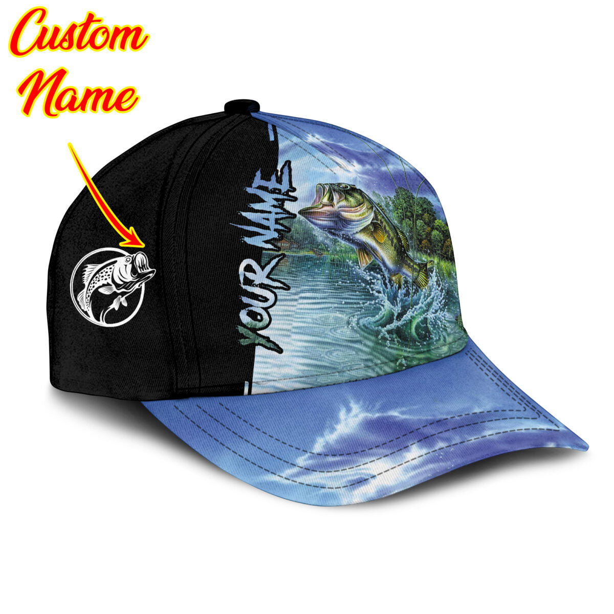 Personalized Your Name Love Bass Fishing Classic Cap