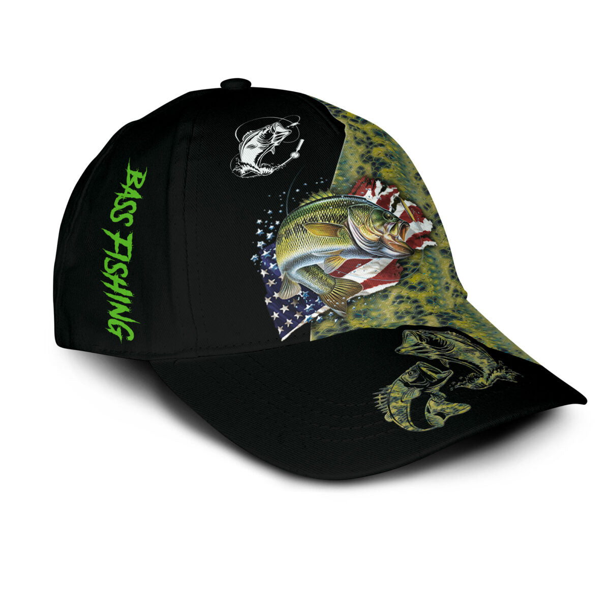 Bass Fishing US Flag Classic Cap