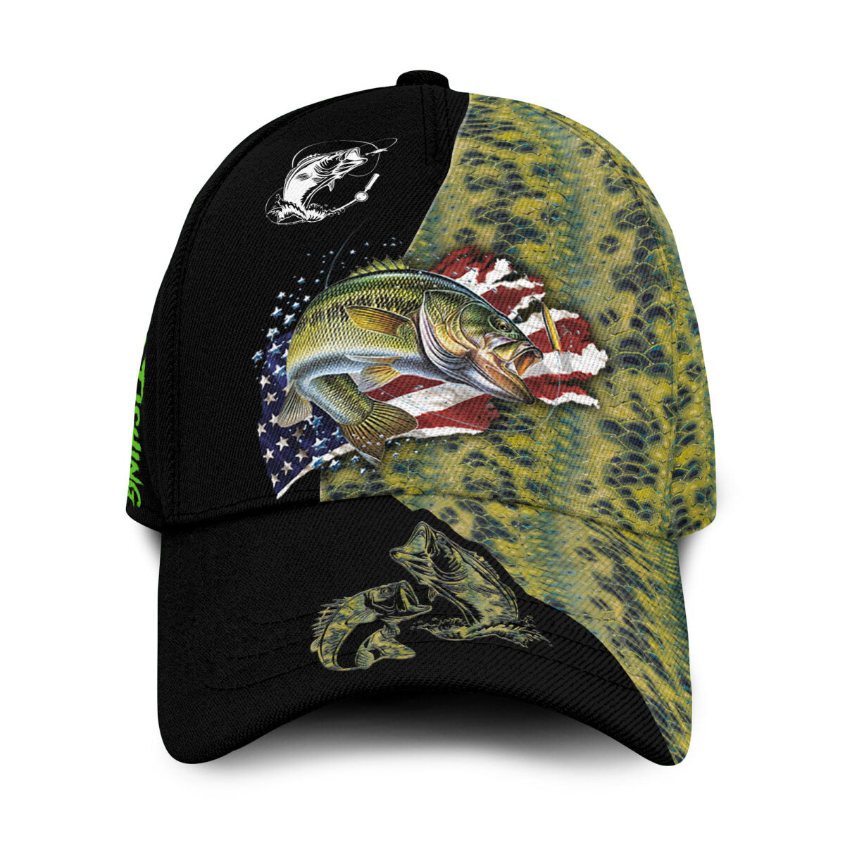 Bass Fishing US Flag Classic Cap