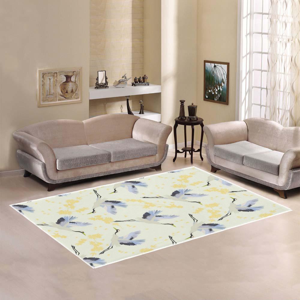 Japanese Red-crowned Crane Area Rug