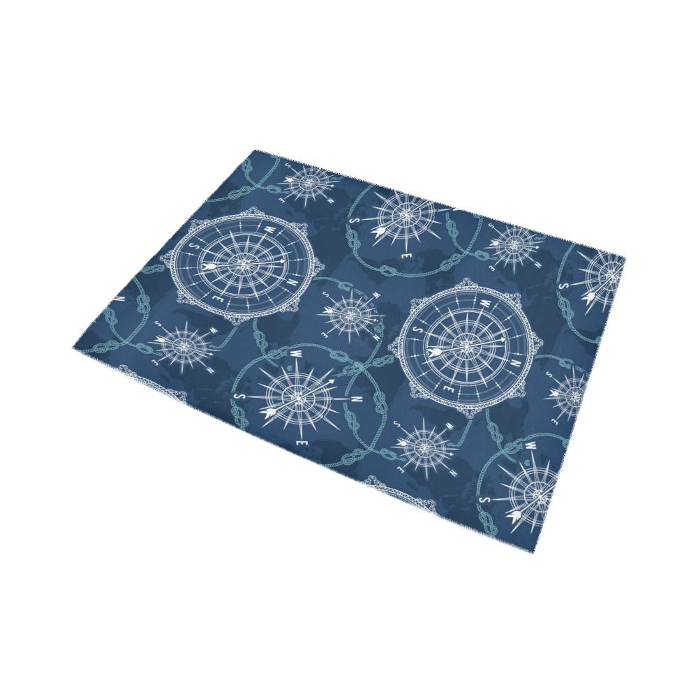 World Map Compass Area Rug