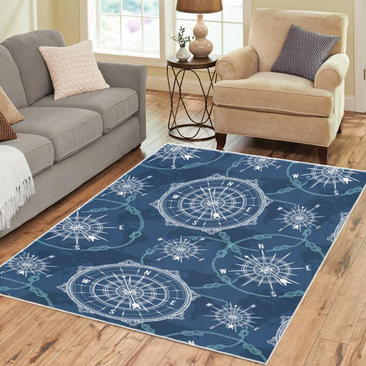 World Map Compass Area Rug