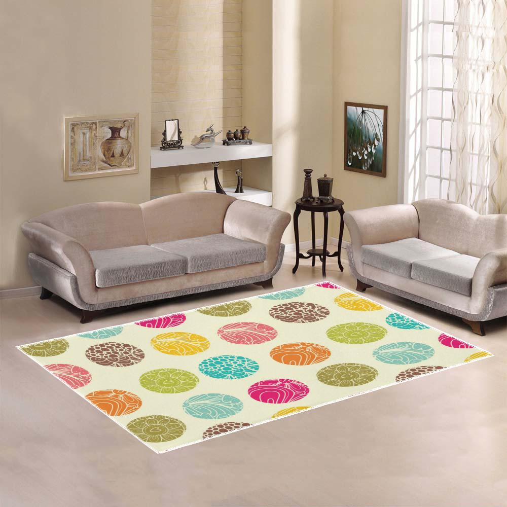 Polka Dot Tropical Plant Area Rug