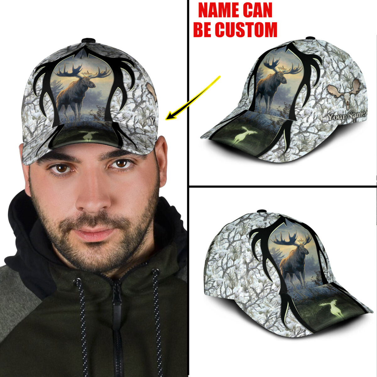 Personalize Winter Moose Classic Cap