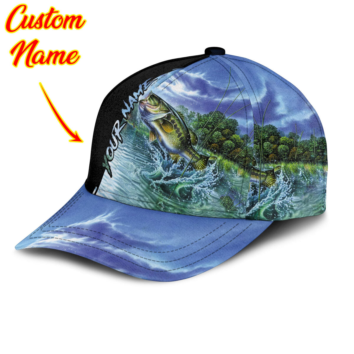 Personalized Your Name Love Bass Fishing Classic Cap