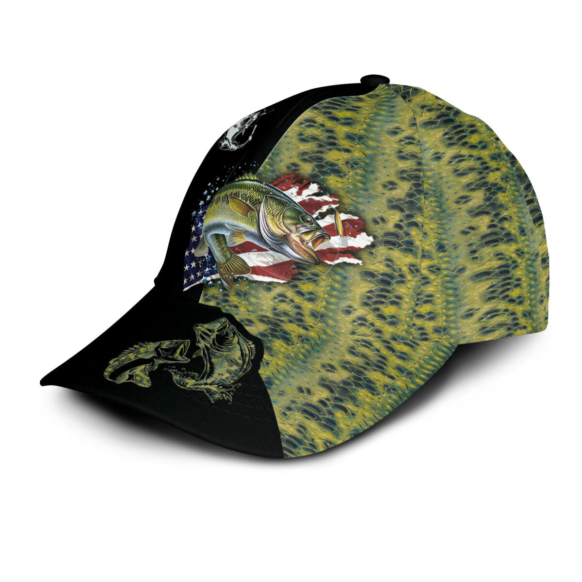 Bass Fishing US Flag Classic Cap