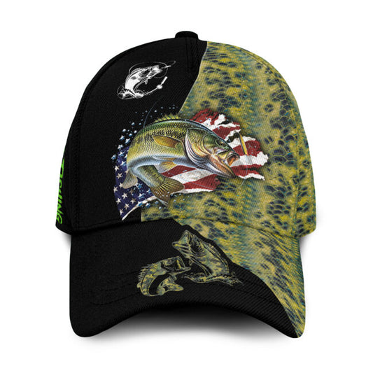 Bass Fishing US Flag Classic Cap