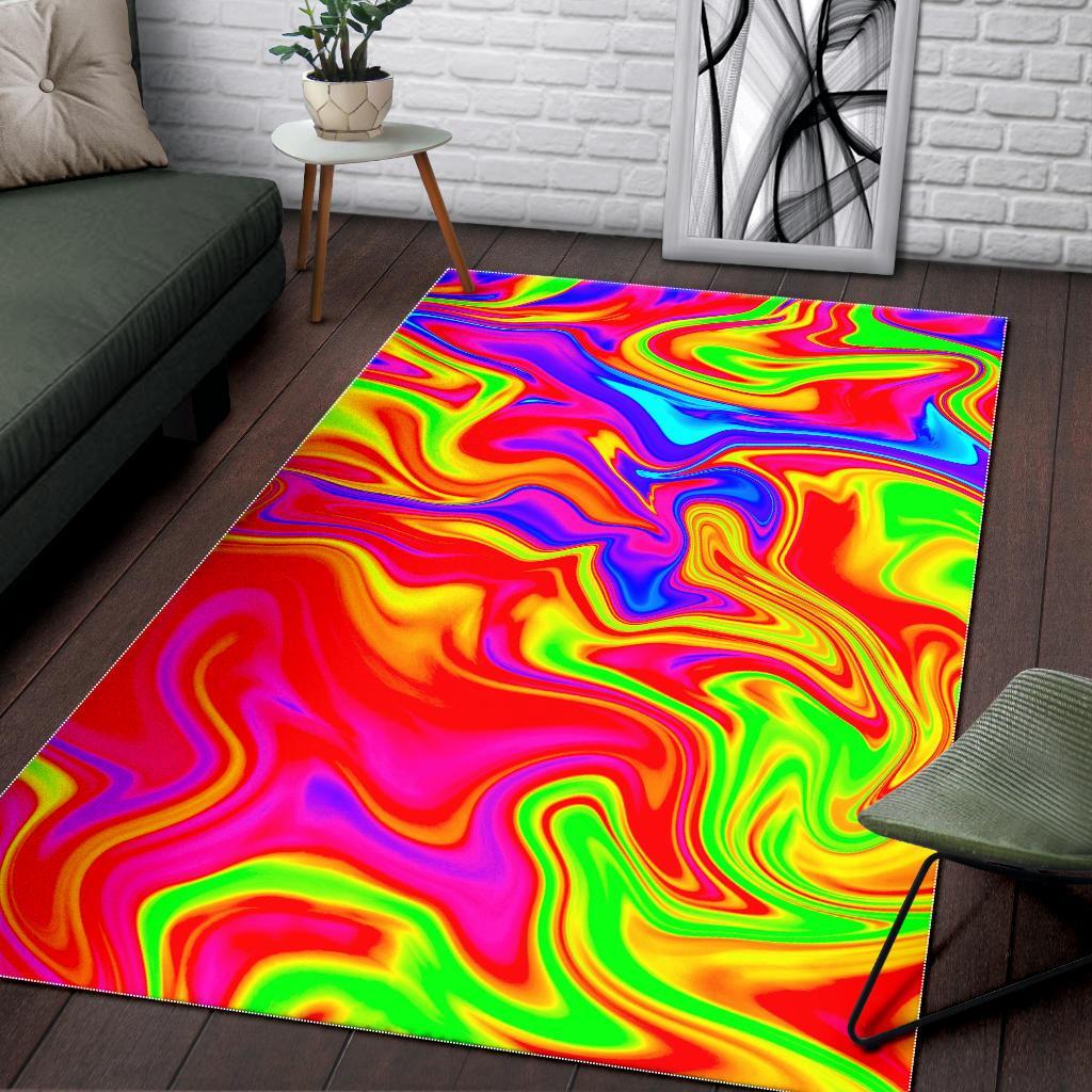 Abstract Colorful Liquid Trippy Print Area Rug