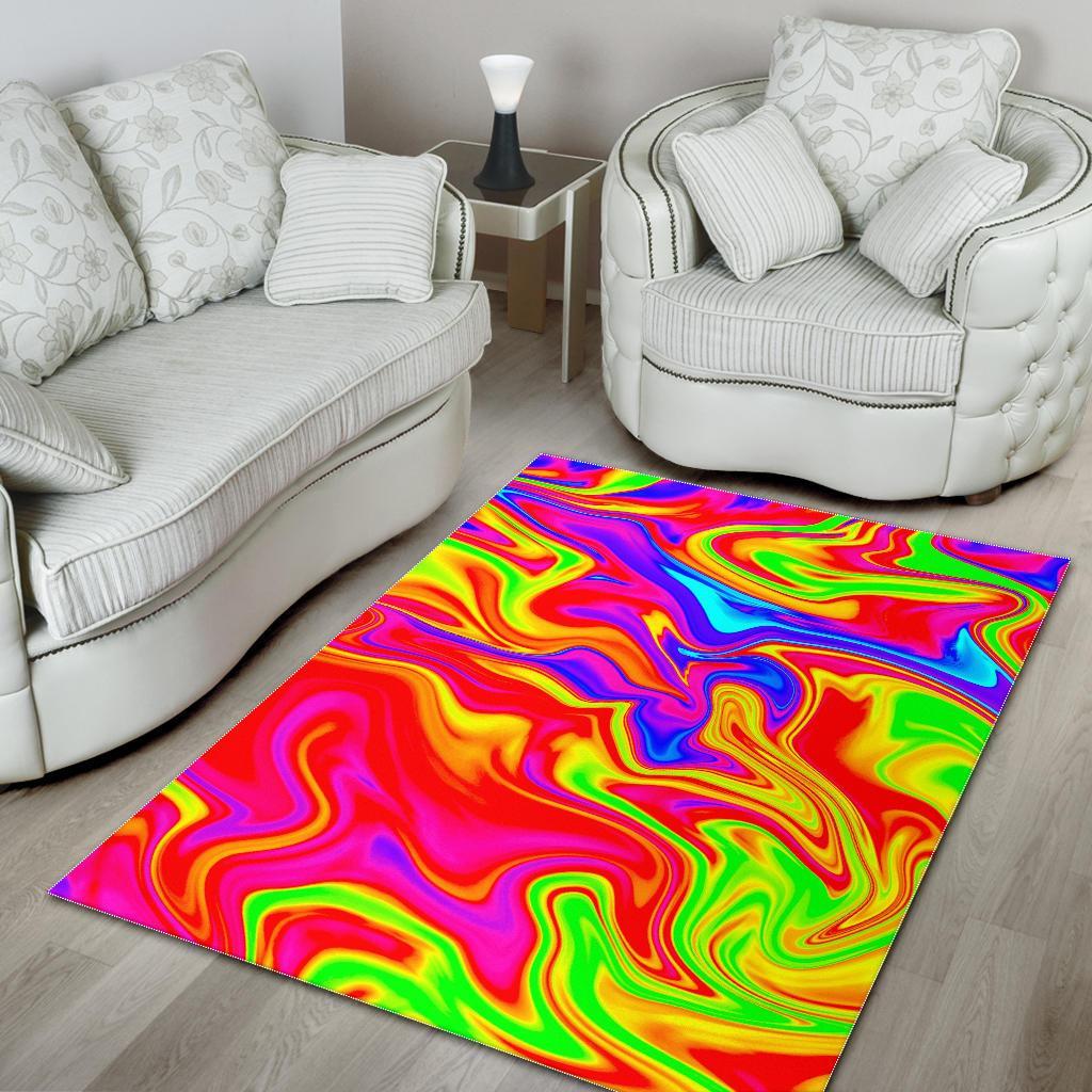 Abstract Colorful Liquid Trippy Print Area Rug