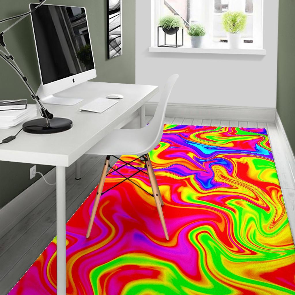 Abstract Colorful Liquid Trippy Print Area Rug