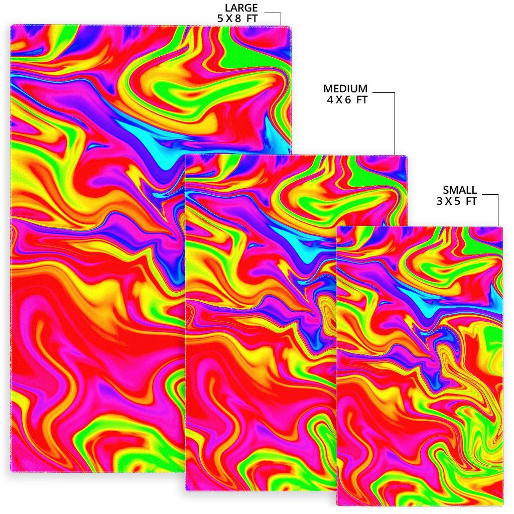 Abstract Colorful Liquid Trippy Print Area Rug