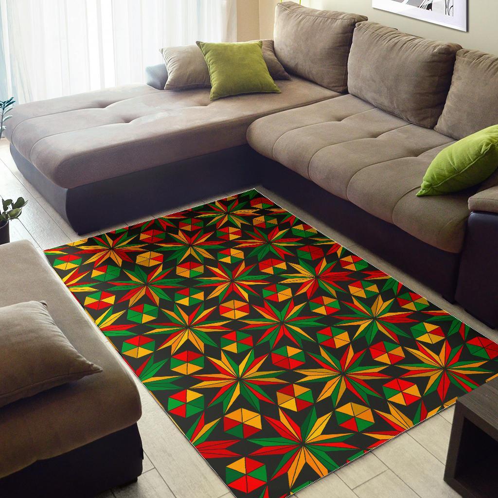 Abstract Geometric Reggae Pattern Print Area Rug