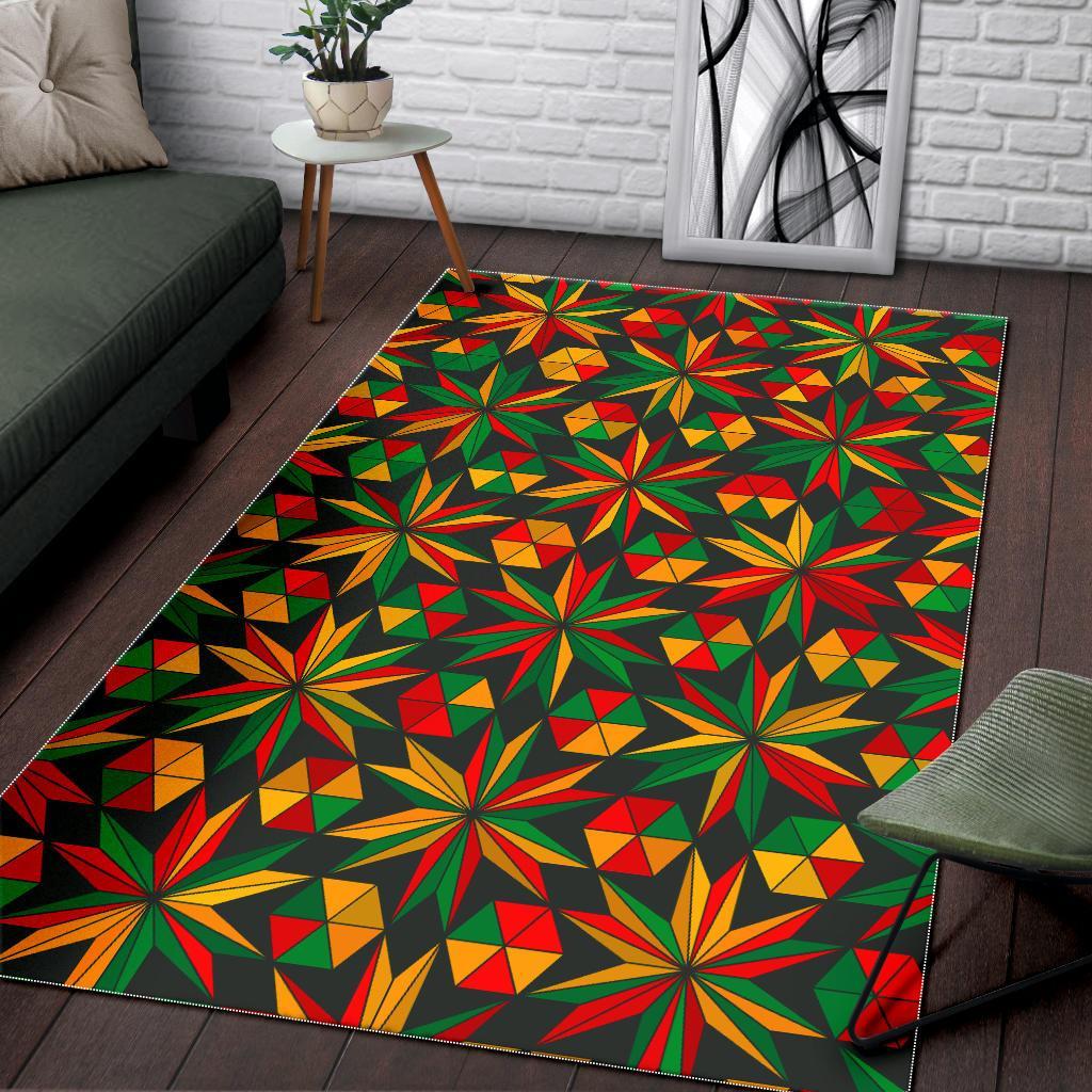 Abstract Geometric Reggae Pattern Print Area Rug