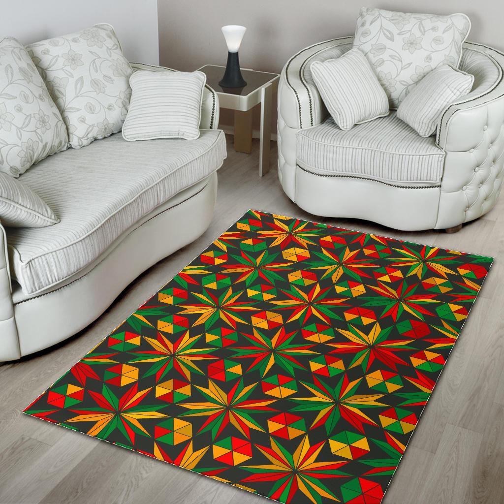 Abstract Geometric Reggae Pattern Print Area Rug