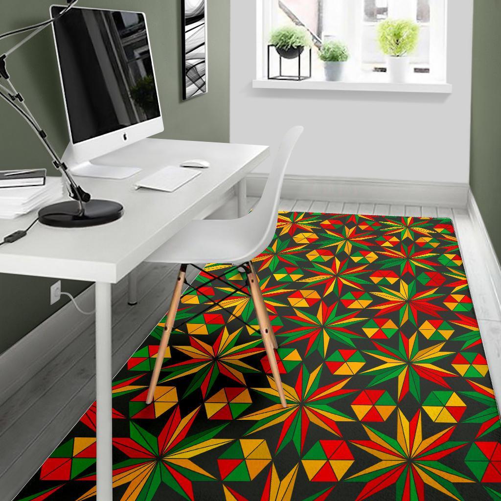Abstract Geometric Reggae Pattern Print Area Rug