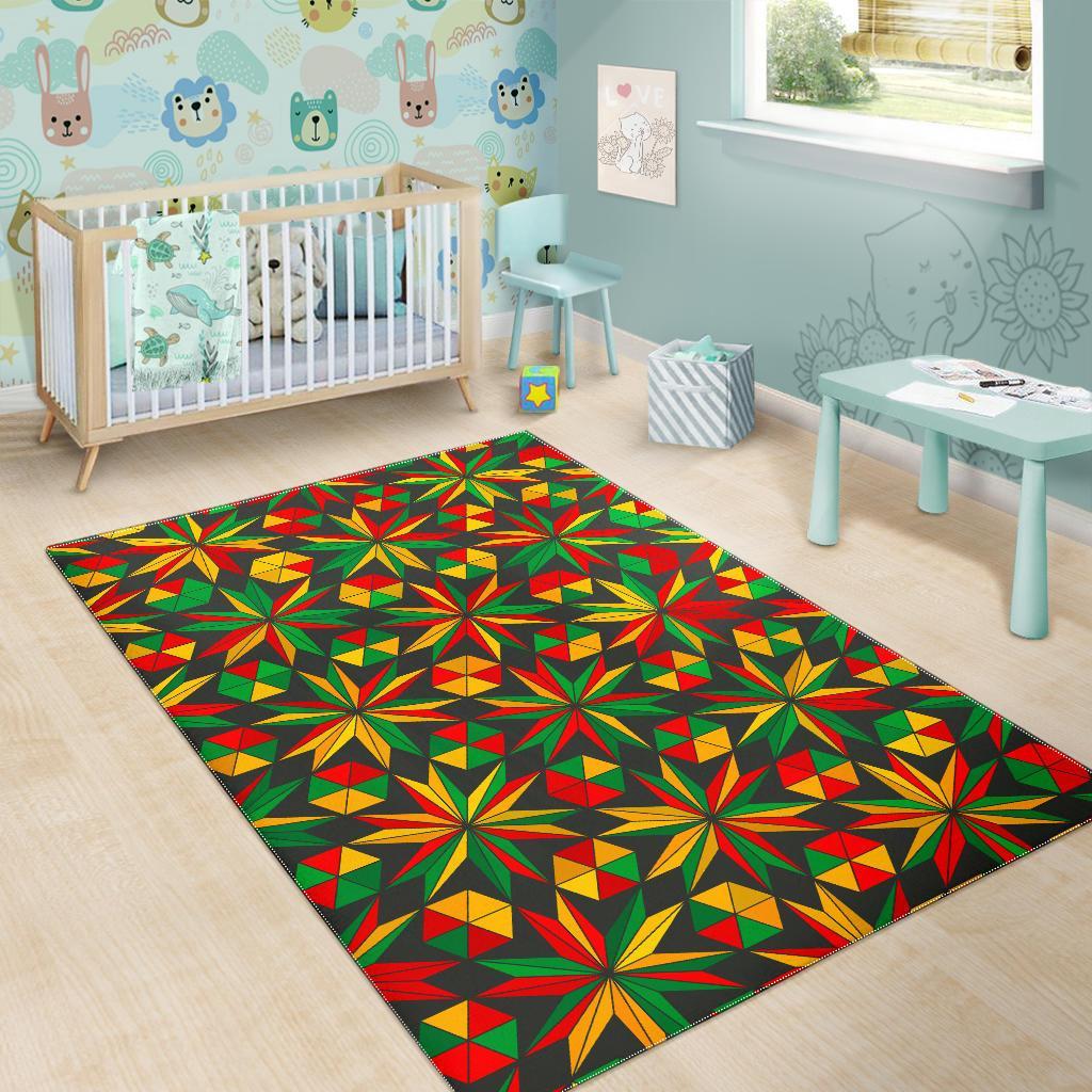 Abstract Geometric Reggae Pattern Print Area Rug