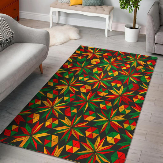 Abstract Geometric Reggae Pattern Print Area Rug
