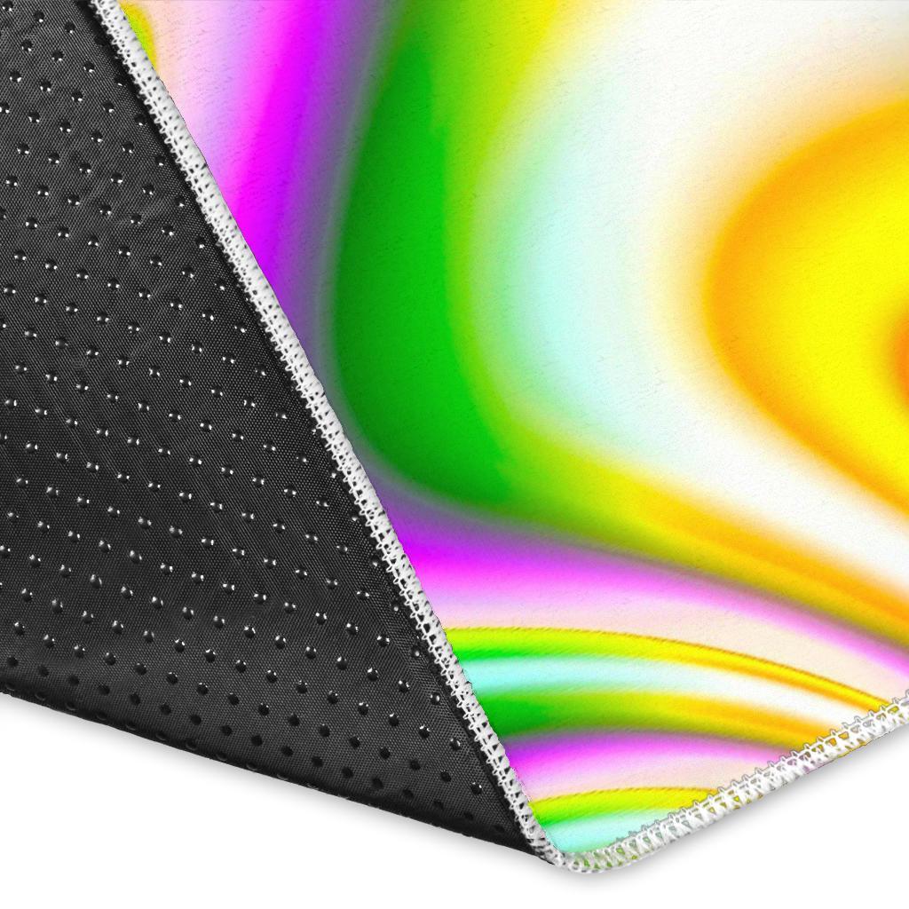 Abstract Holographic Liquid Trippy Print Area Rug