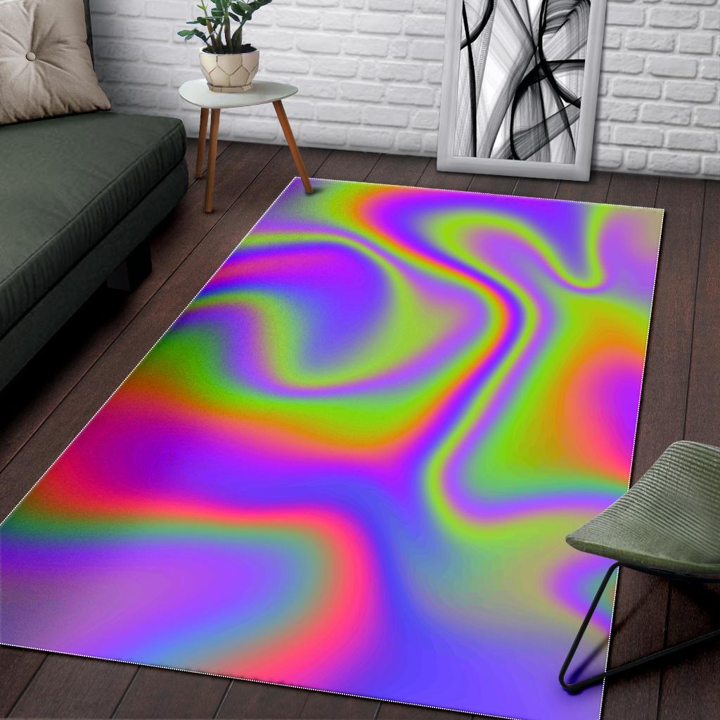 Abstract Holographic Trippy Print Area Rug