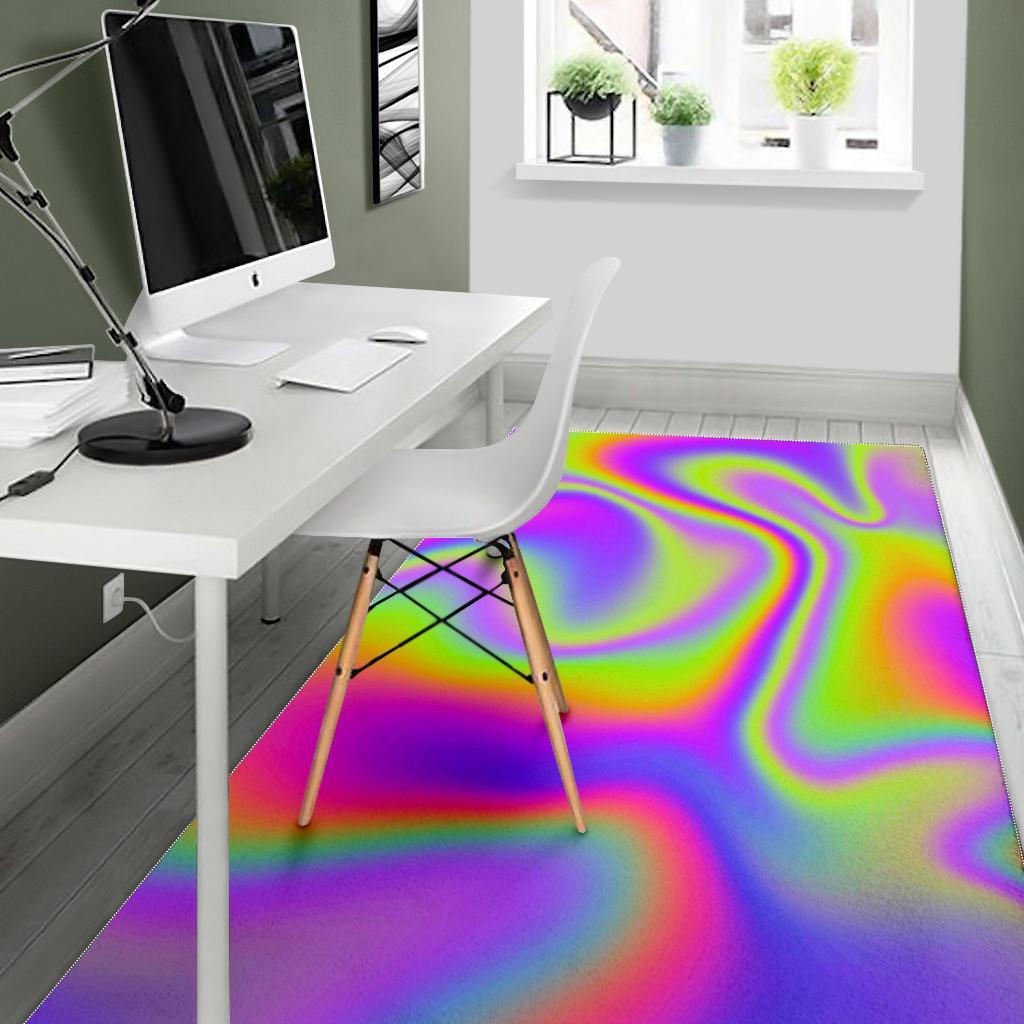 Abstract Holographic Trippy Print Area Rug
