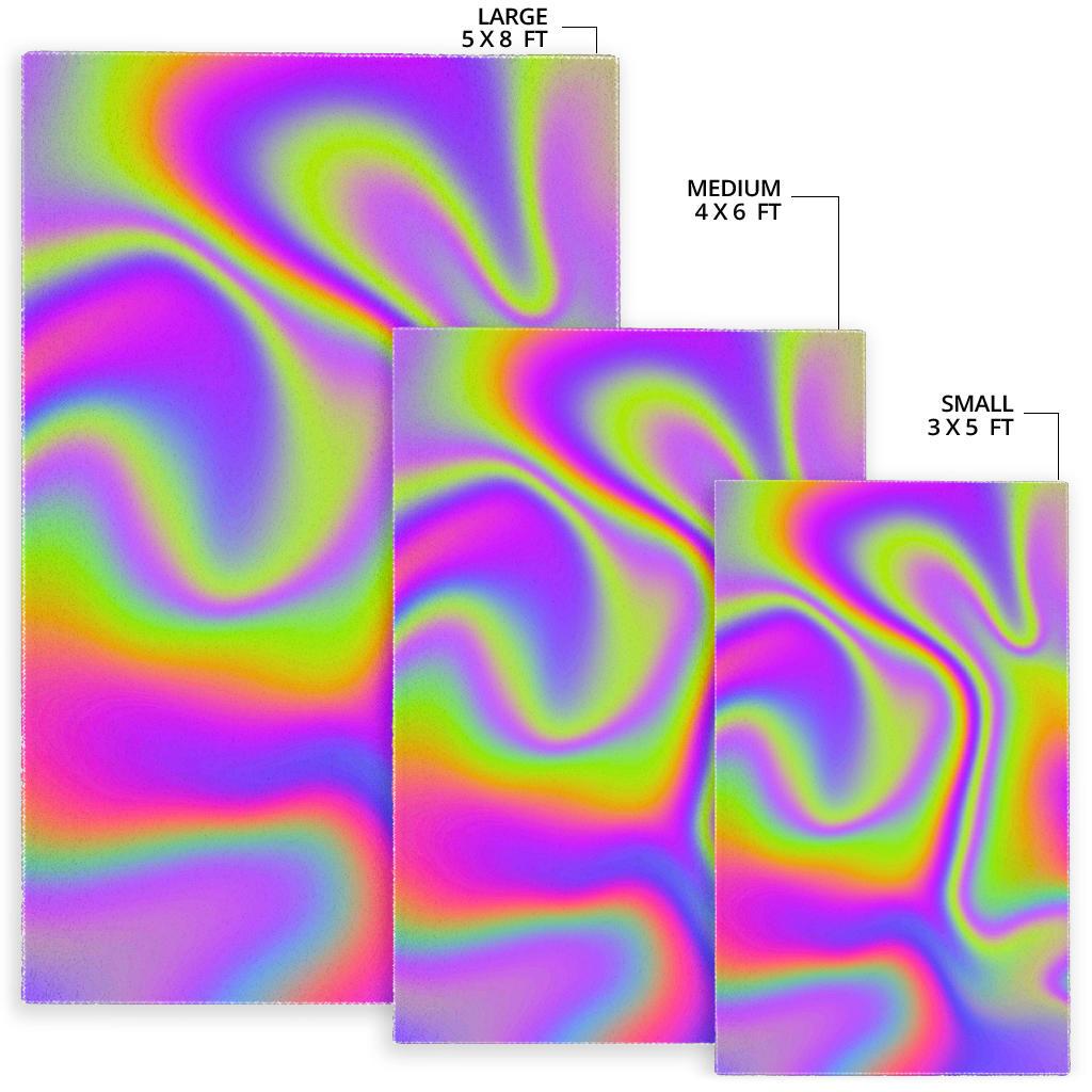 Abstract Holographic Trippy Print Area Rug