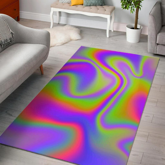 Abstract Holographic Trippy Print Area Rug