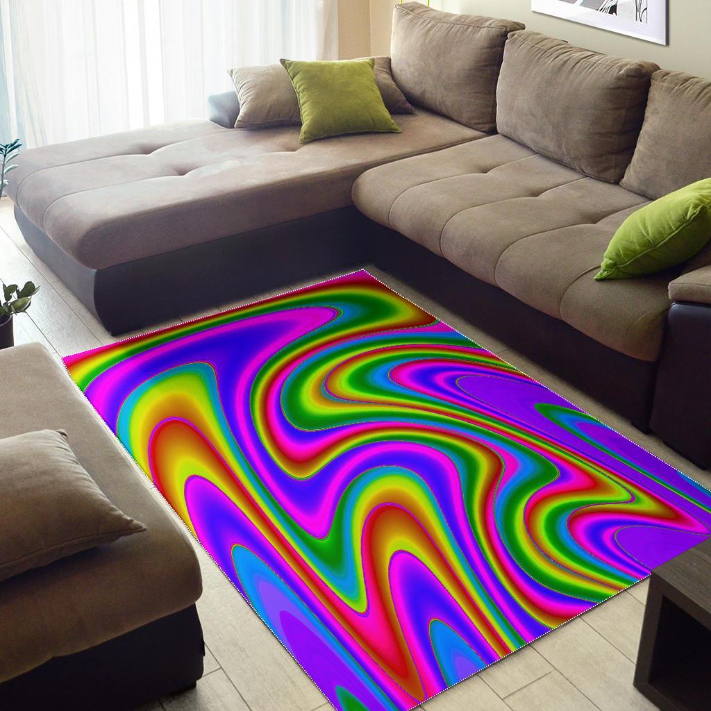 Abstract Neon Trippy Print Area Rug