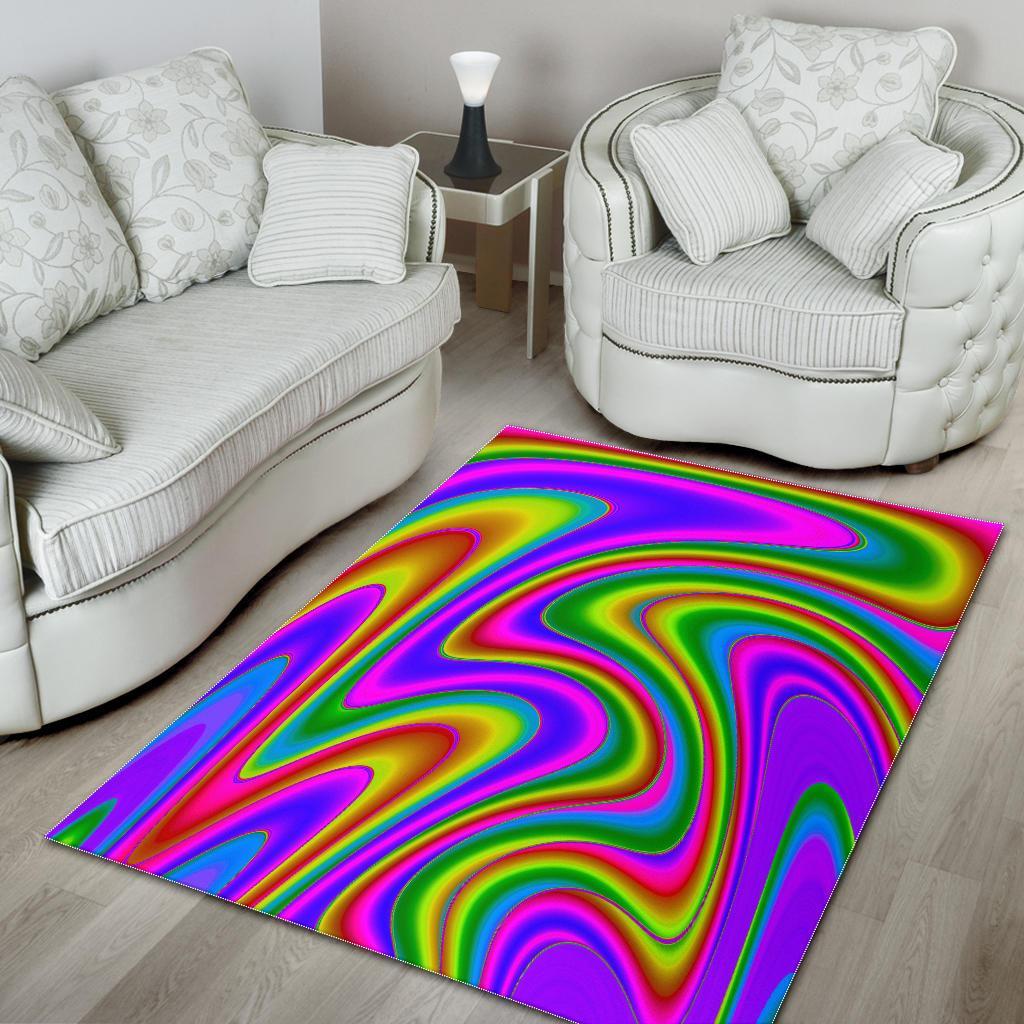 Abstract Neon Trippy Print Area Rug