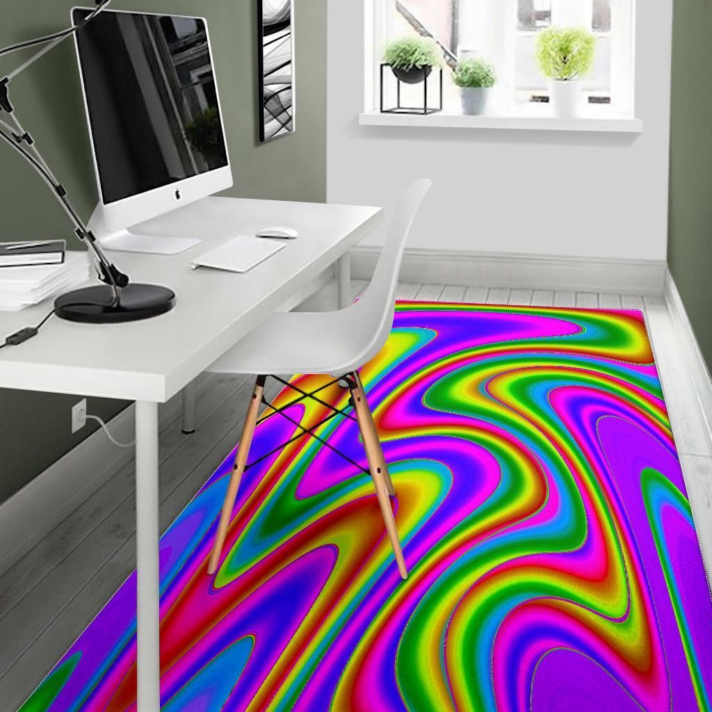Abstract Neon Trippy Print Area Rug