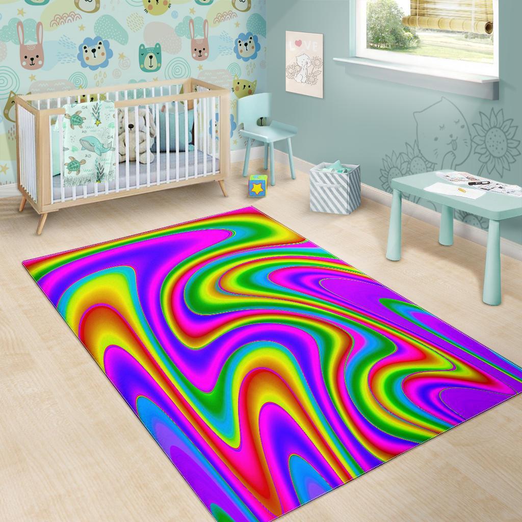 Abstract Neon Trippy Print Area Rug