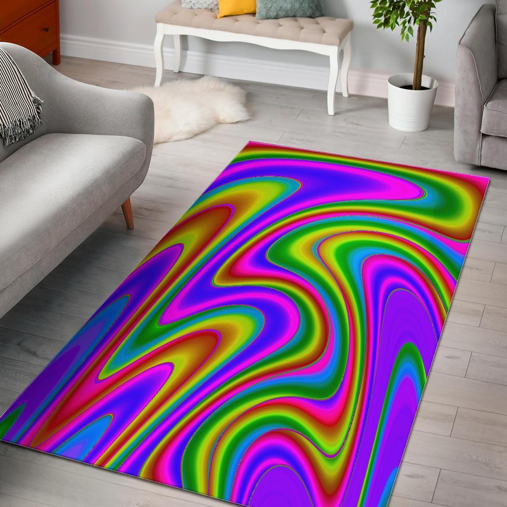 Abstract Neon Trippy Print Area Rug