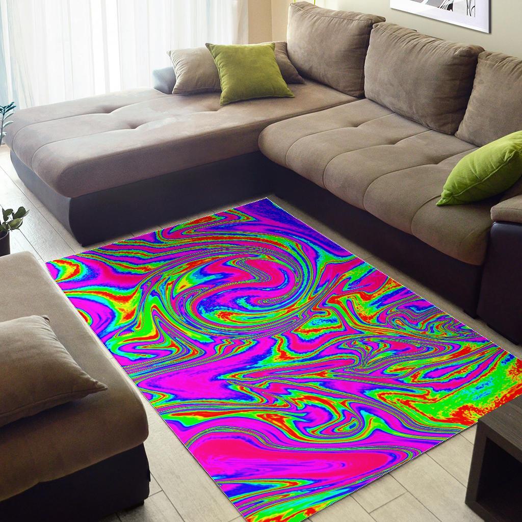 Abstract Psychedelic Liquid Trippy Print Area Rug