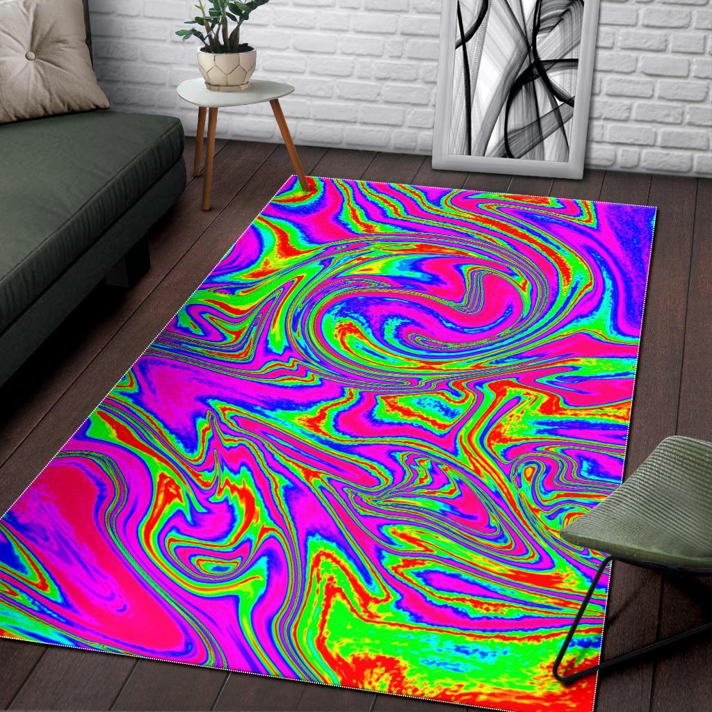 Abstract Psychedelic Liquid Trippy Print Area Rug