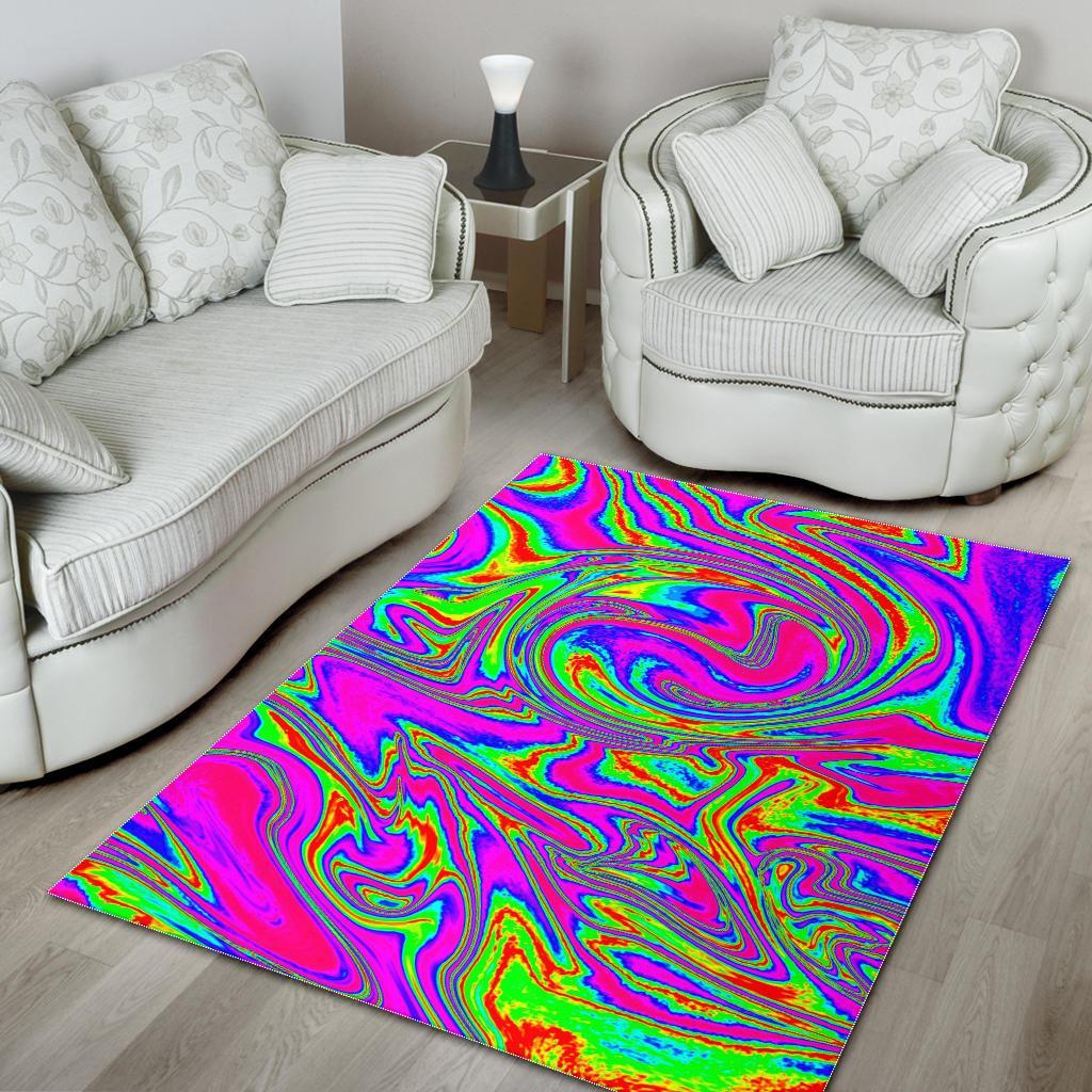 Abstract Psychedelic Liquid Trippy Print Area Rug