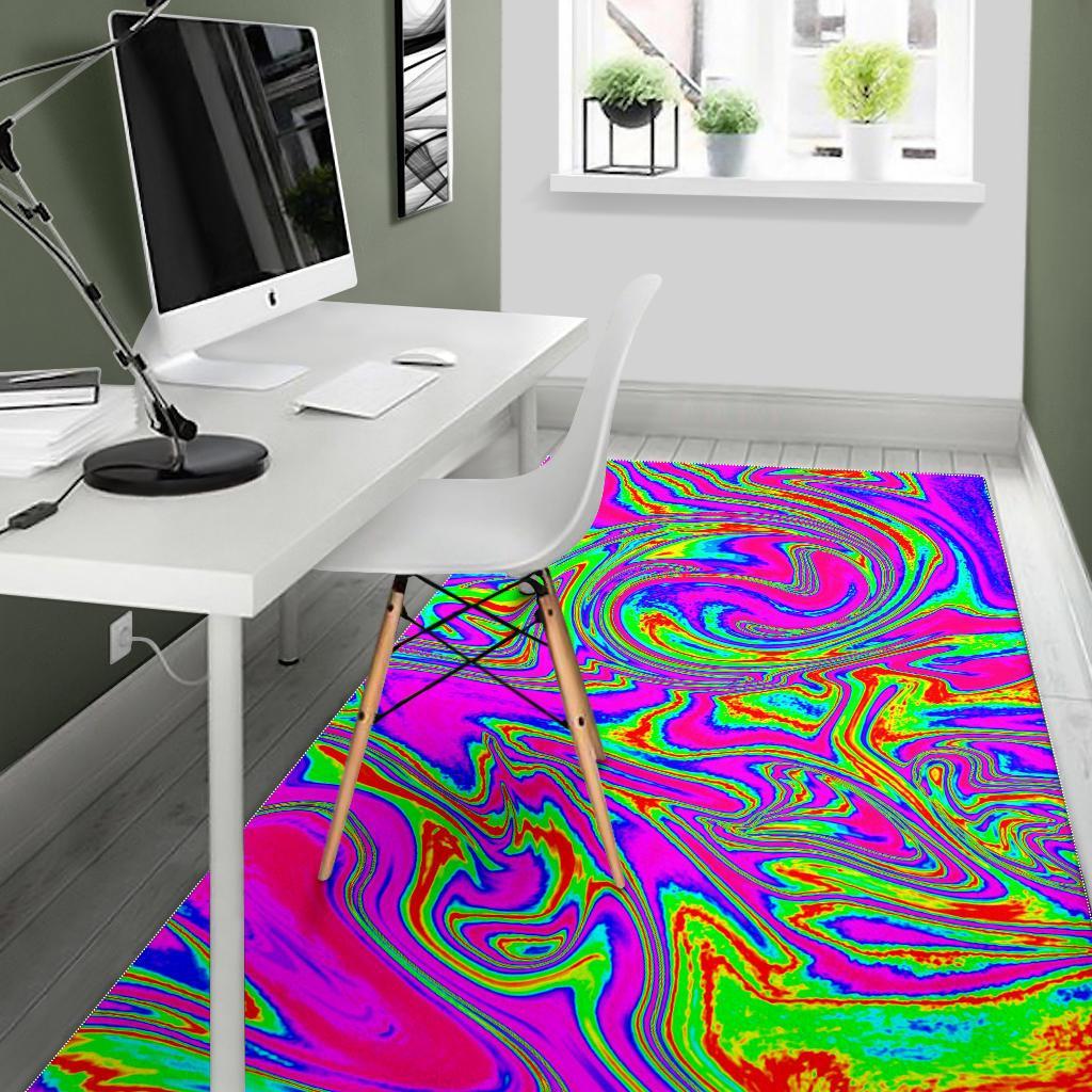 Abstract Psychedelic Liquid Trippy Print Area Rug