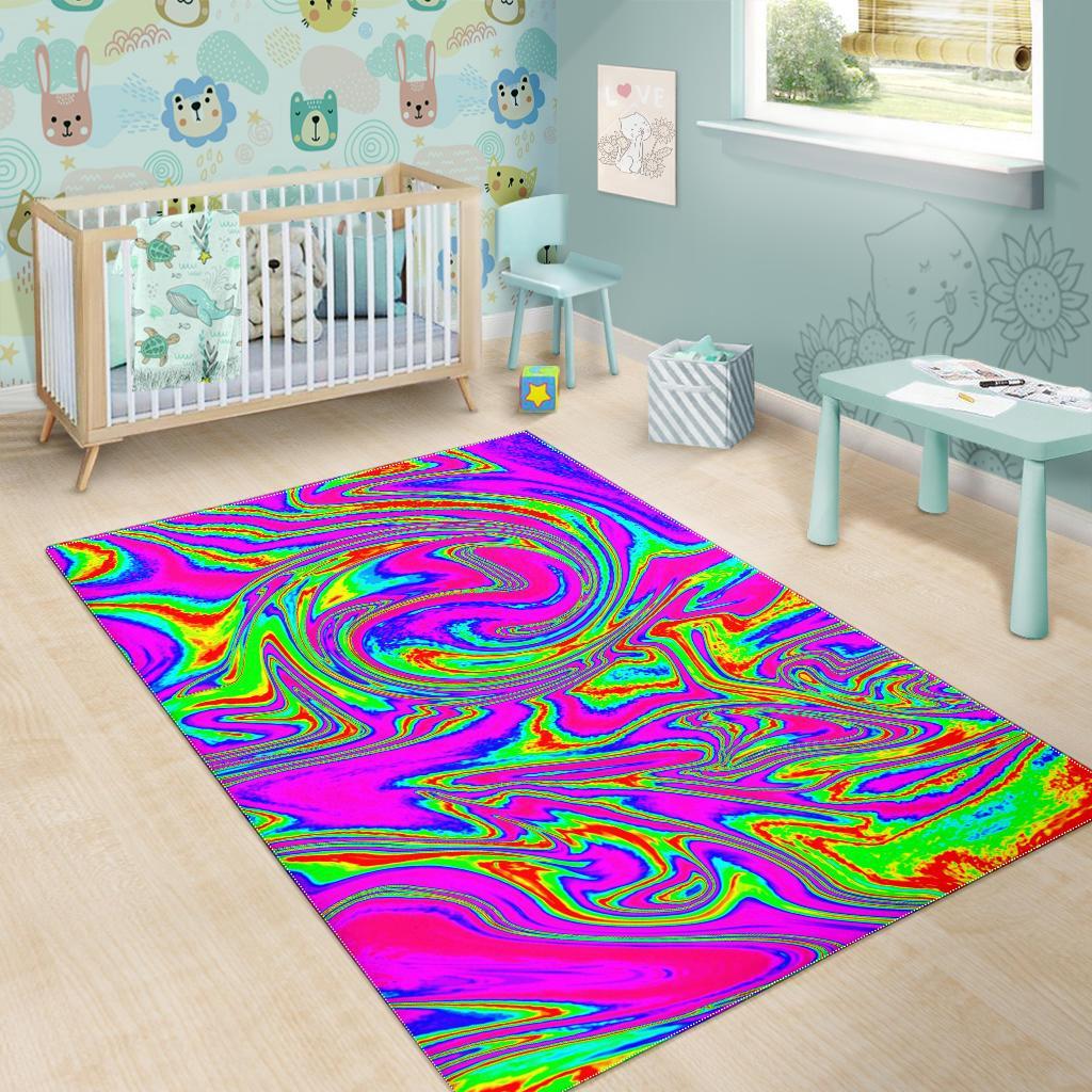 Abstract Psychedelic Liquid Trippy Print Area Rug
