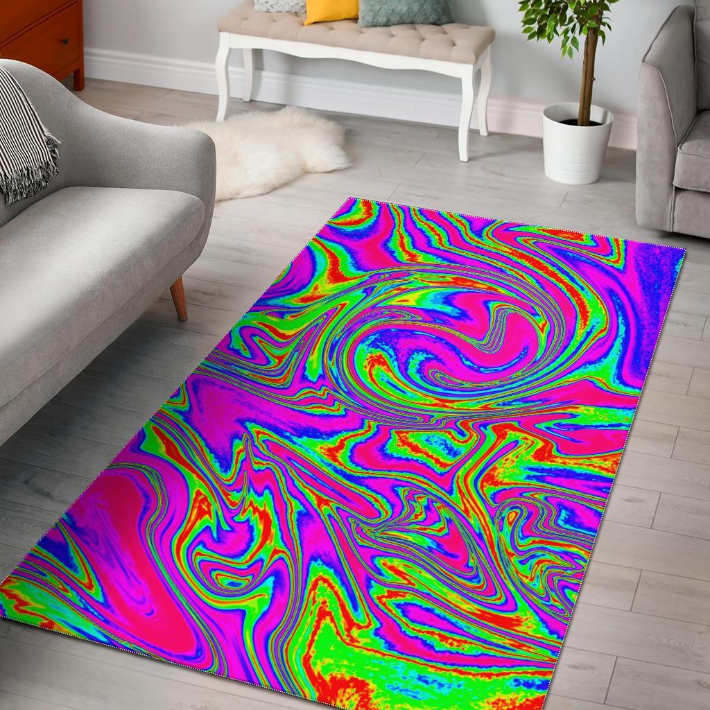 Abstract Psychedelic Liquid Trippy Print Area Rug