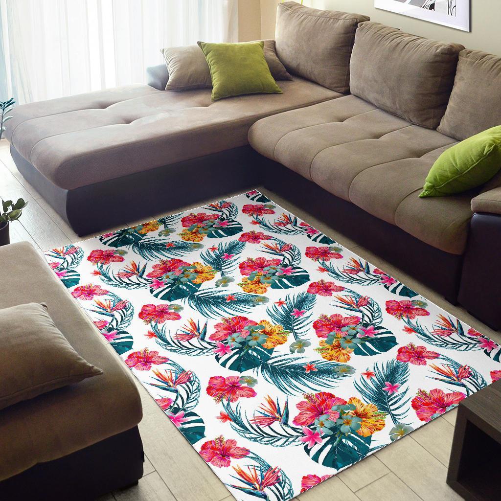 Aloha Hawaii Floral Pattern Print Area Rug