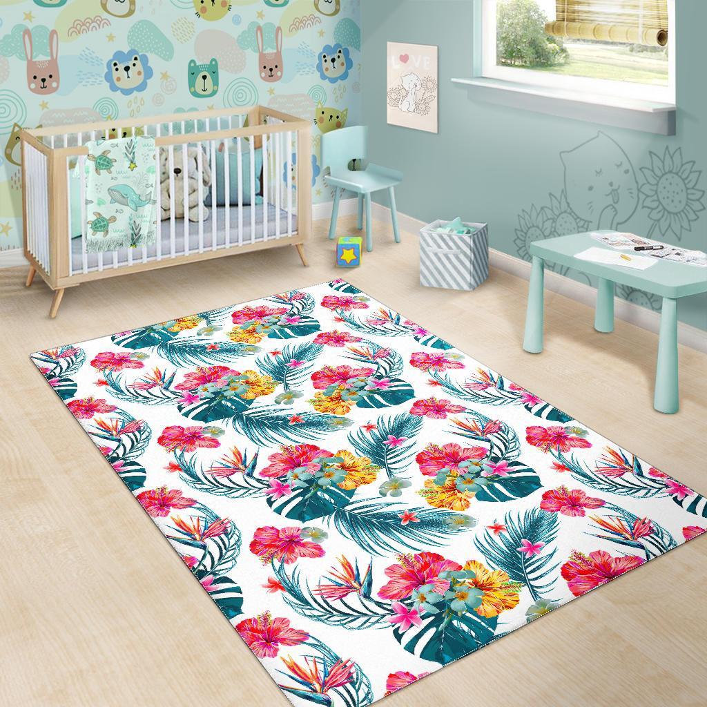 Aloha Hawaii Floral Pattern Print Area Rug