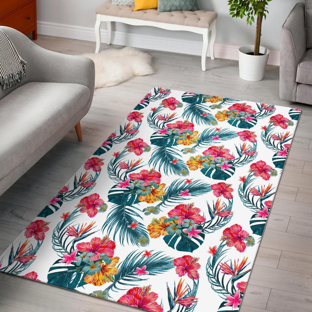 Aloha Hawaii Floral Pattern Print Area Rug