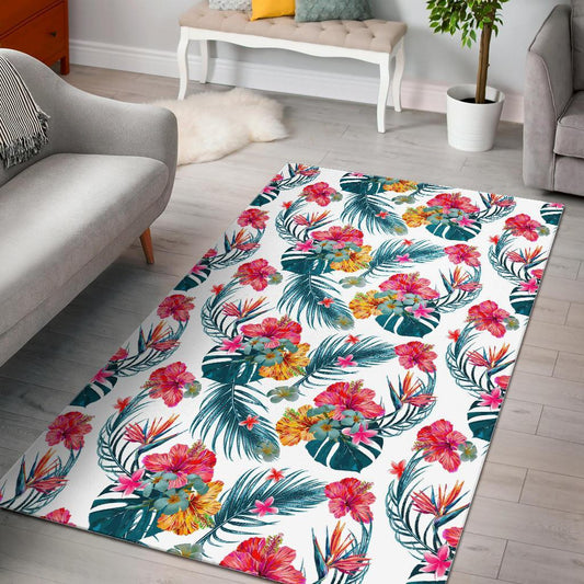 Aloha Hawaii Floral Pattern Print Area Rug