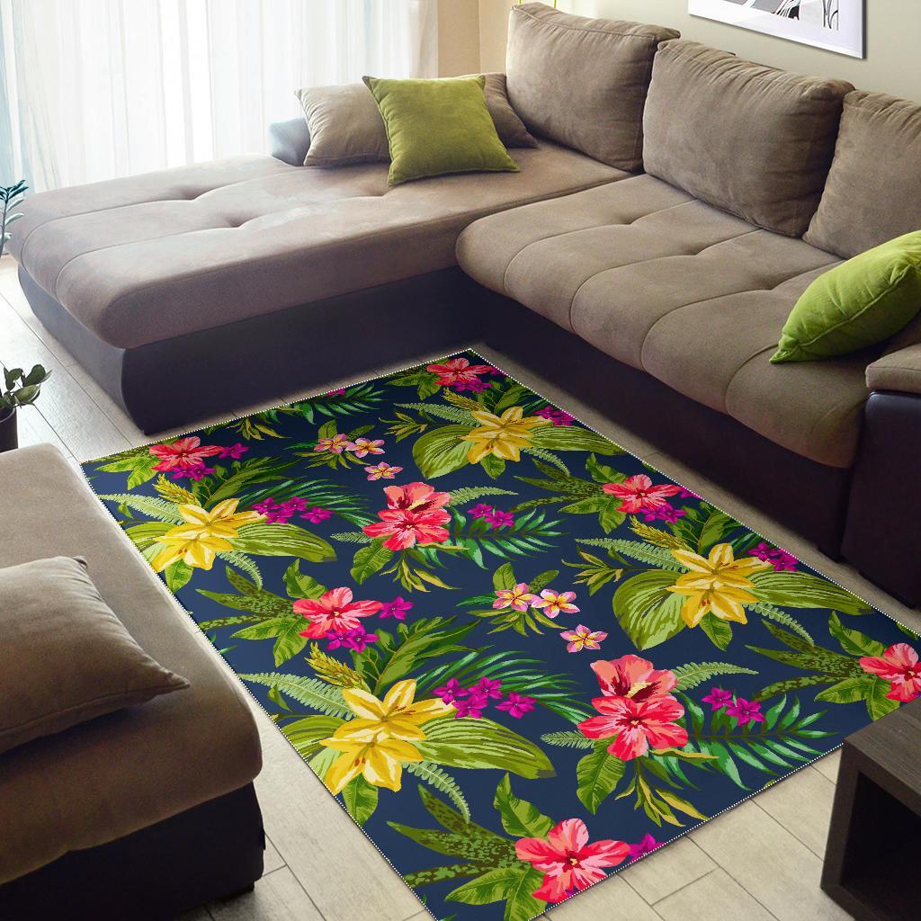 Aloha Hawaiian Flowers Pattern Print Area Rug