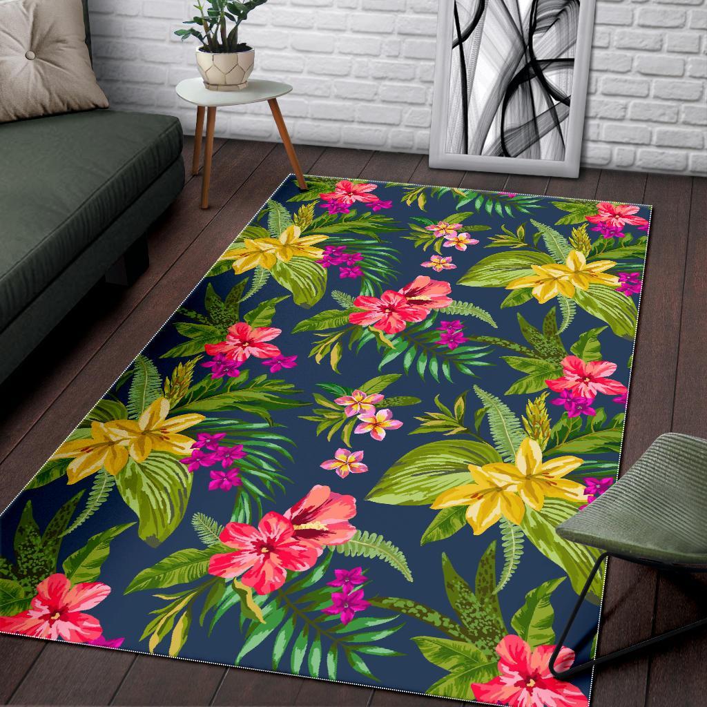 Aloha Hawaiian Flowers Pattern Print Area Rug
