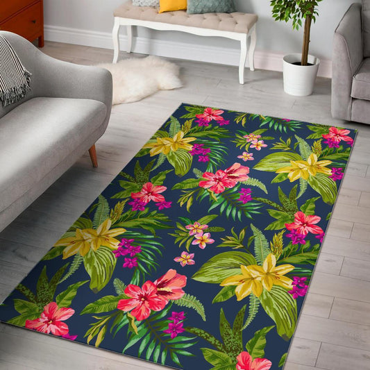 Aloha Hawaiian Flowers Pattern Print Area Rug
