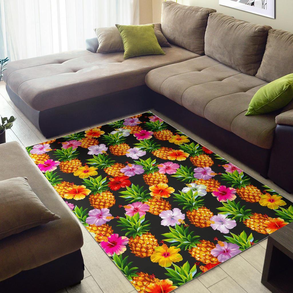 Aloha Hibiscus Pineapple Pattern Print Area Rug