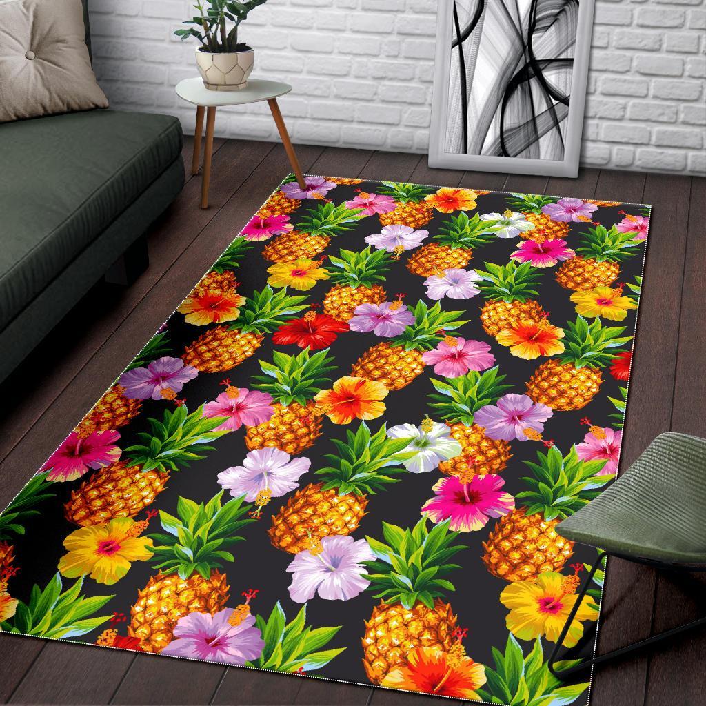 Aloha Hibiscus Pineapple Pattern Print Area Rug