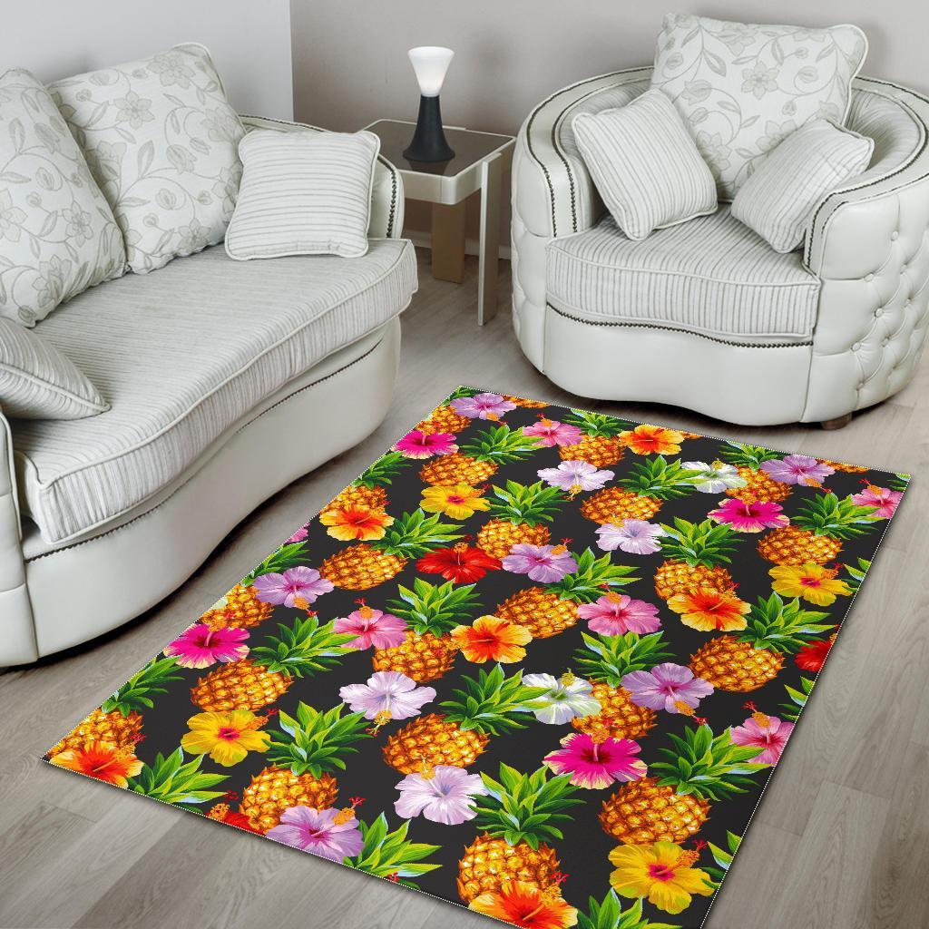 Aloha Hibiscus Pineapple Pattern Print Area Rug