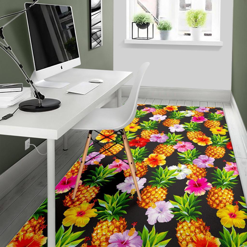 Aloha Hibiscus Pineapple Pattern Print Area Rug