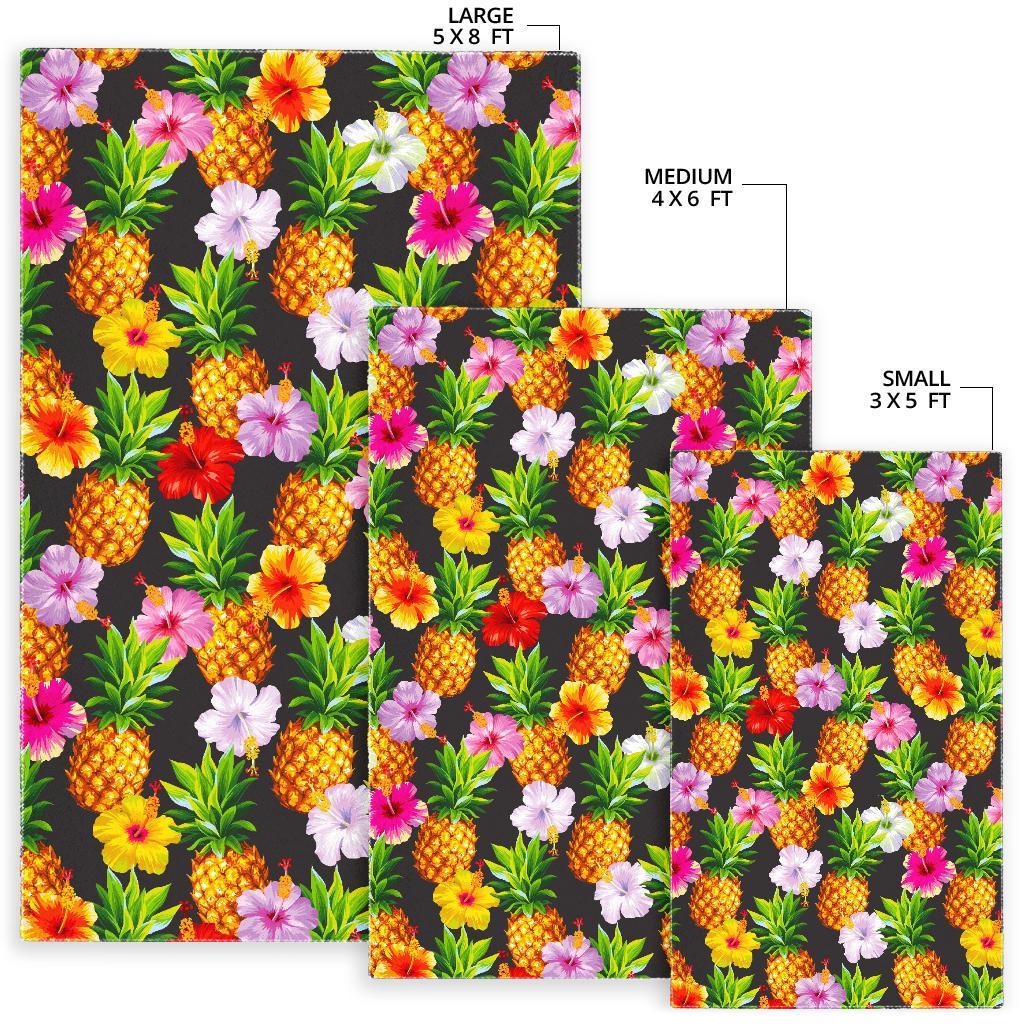 Aloha Hibiscus Pineapple Pattern Print Area Rug